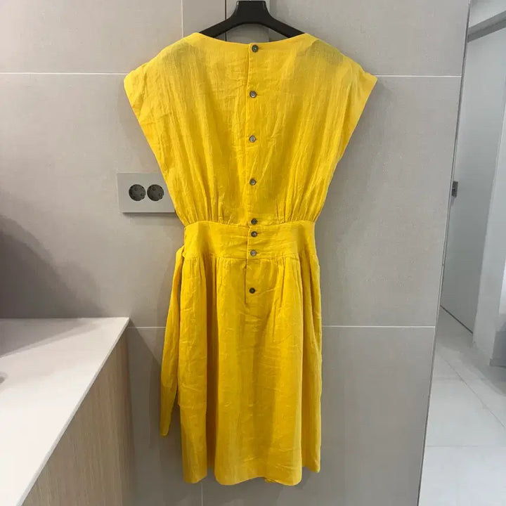 [BUNJANG] Bluebell Yellow Linen Wrap Dress / bluebell 옐로우 린넨 랩원피스