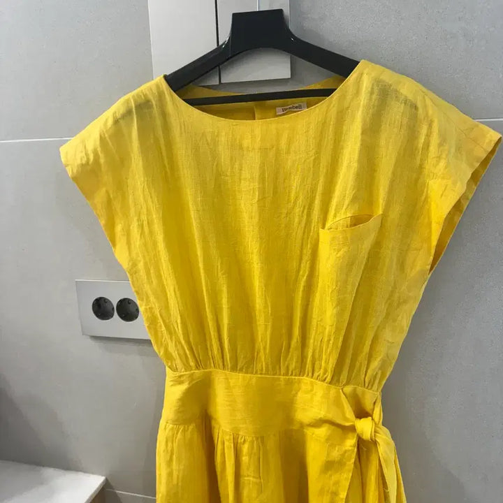 [BUNJANG] Bluebell Yellow Linen Wrap Dress / bluebell 옐로우 린넨 랩원피스
