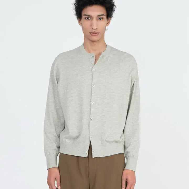 [BUNJANG] Brownout Cotton Cashmere Round Neck Cardigan Gray / [4] 브라운야드 코튼캐시미어 라운드넥 가디건 그레이