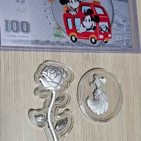 [BUNJANG] Disney Shanghai Silver Banknote &amp; Coin 2-Piece Set / 디즈니 상하이 은지폐, 은화 2종 세트