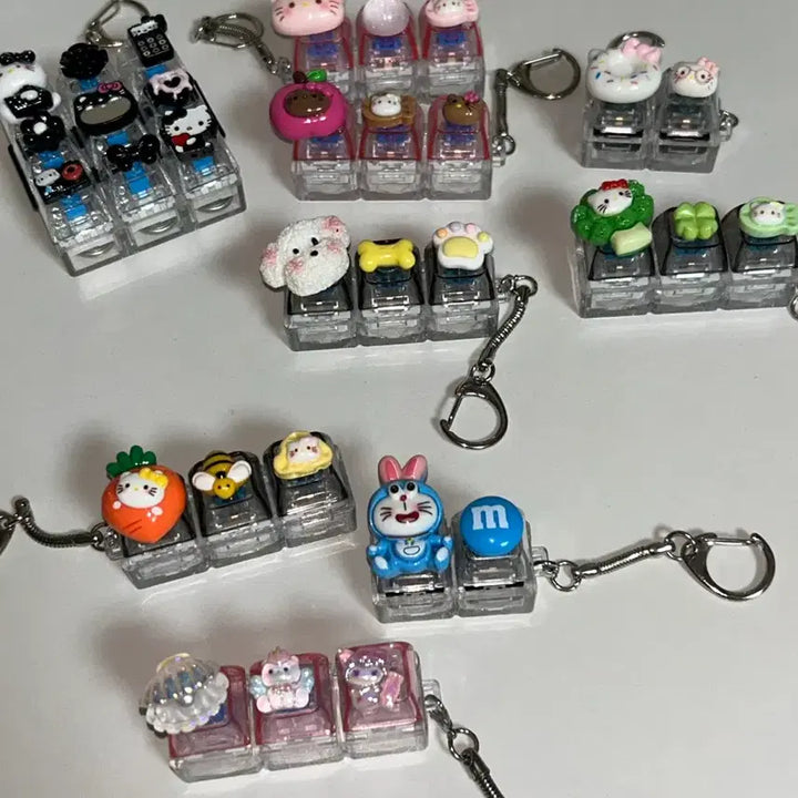 [BUNJANG] Kitty, Dog, Doraemon Clicker Keycap / 키티 강아지 도라에몽 클릭커 클리커 키캡 키링 2구, 3구