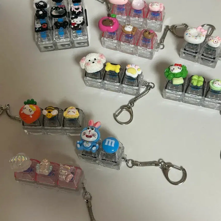 [BUNJANG] Kitty, Dog, Doraemon Clicker Keycap / 키티 강아지 도라에몽 클릭커 클리커 키캡 키링 2구, 3구