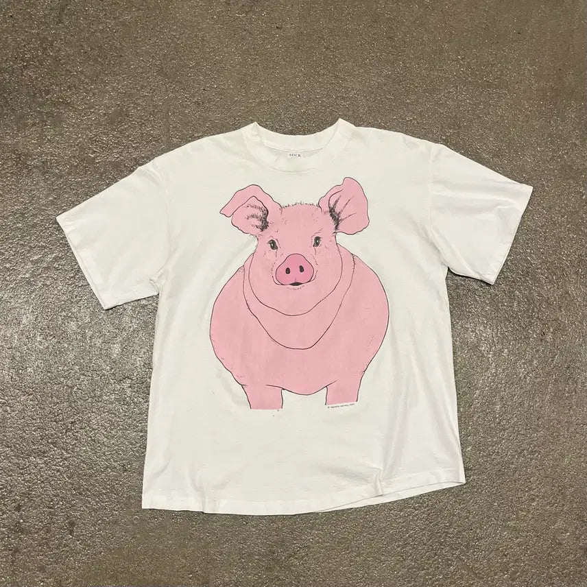 [BUNJANG] 90s Big Face Pig T-Shirt (Size L/105) / 90s Big Face Pig 티셔츠 (105)