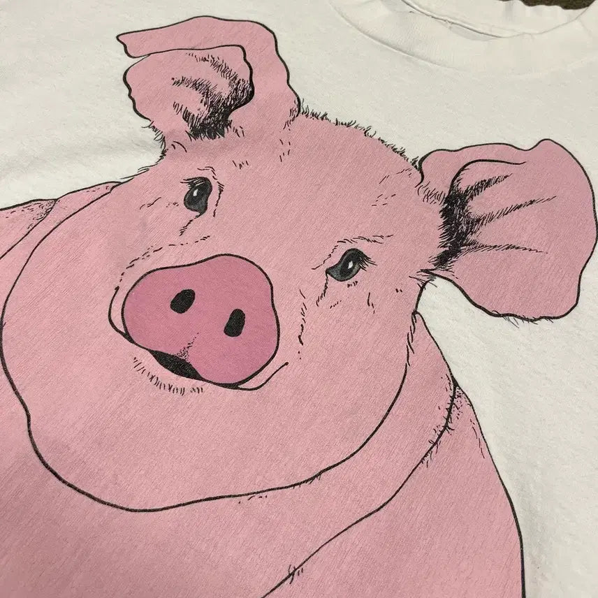[BUNJANG] 90s Big Face Pig T-Shirt (Size L/105) / 90s Big Face Pig 티셔츠 (105)