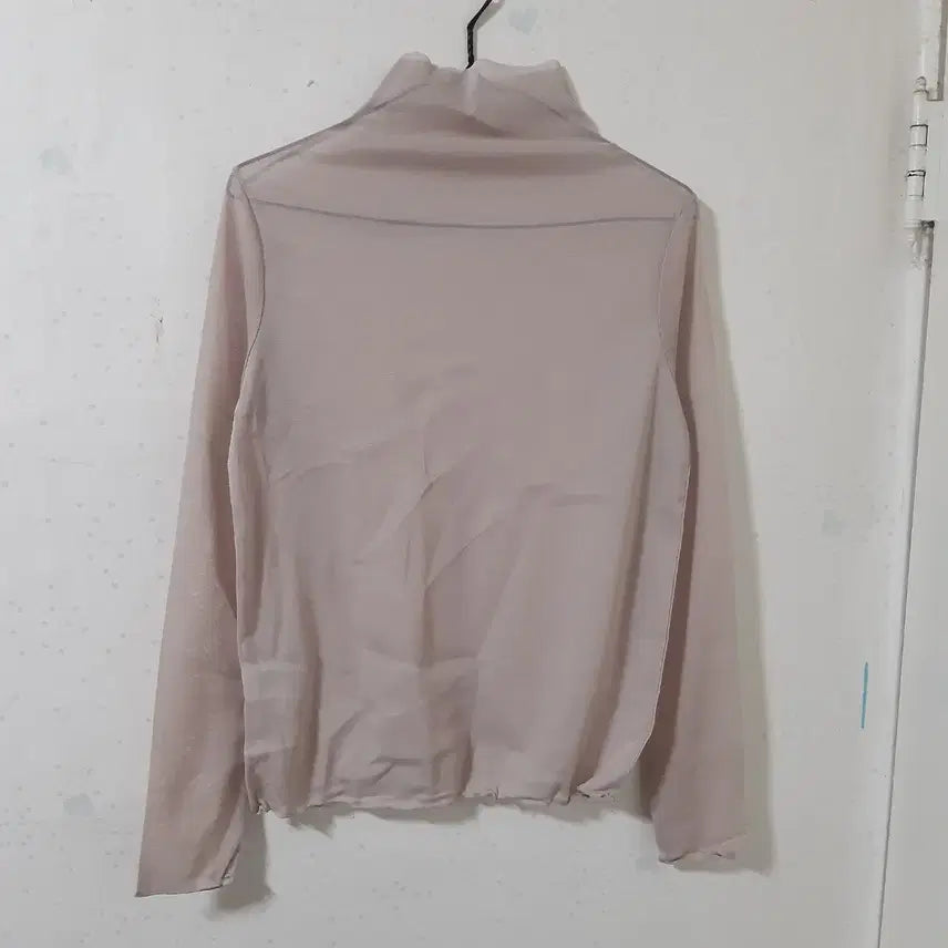 [BUNJANG] Sexy Glam See-Through Semi-Turtleneck Long-Sleeve T-Shirt Beige / 섹시 글램 시스루 반폴라 긴팔 티셔츠 베이지색