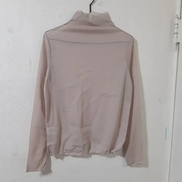 [BUNJANG] Sexy Glam See-Through Semi-Turtleneck Long-Sleeve T-Shirt Beige / 섹시 글램 시스루 반폴라 긴팔 티셔츠 베이지색