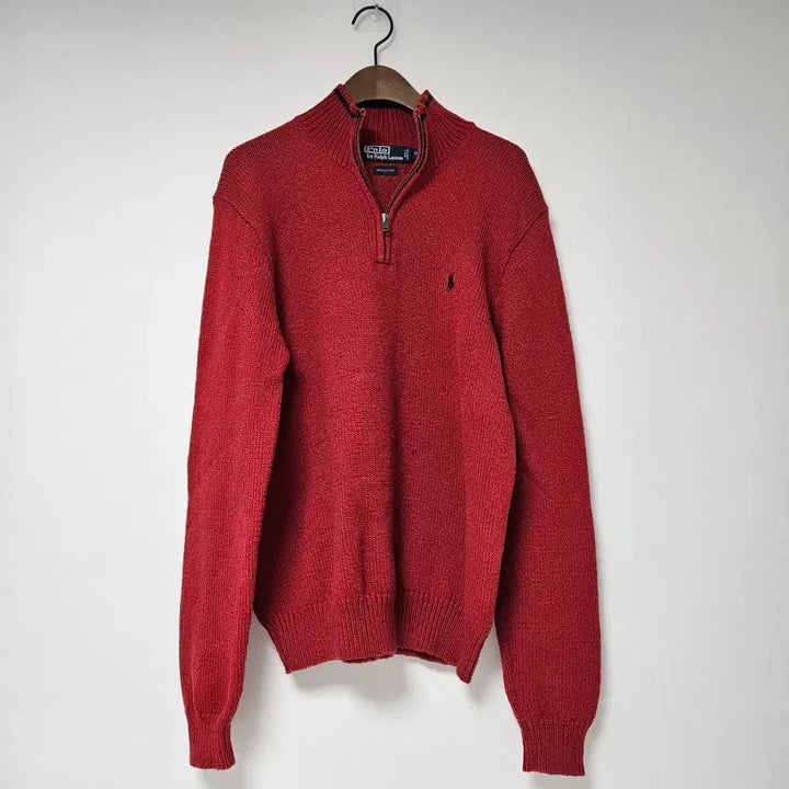 [BUNJANG] Polo Ralph Lauren Red Half-Neck Knit Sweater (M) / 폴로 랄프로렌 레드 하프넥 니트