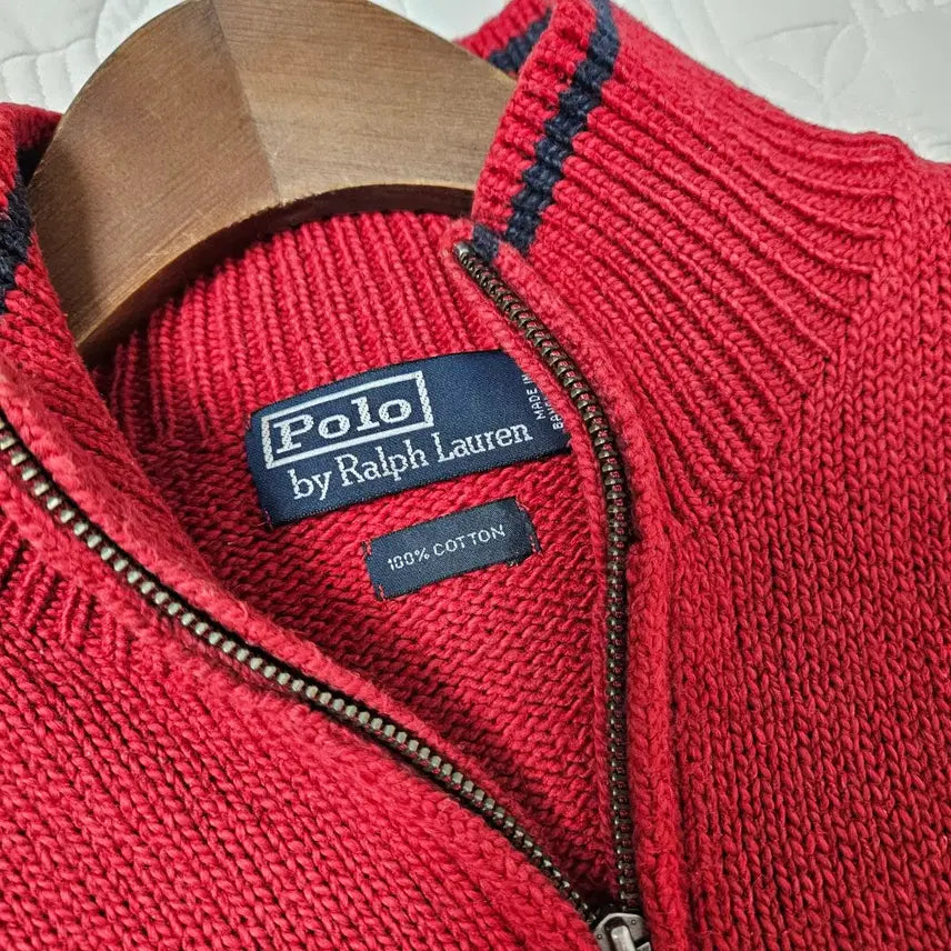[BUNJANG] Polo Ralph Lauren Red Half-Neck Knit Sweater (M) / 폴로 랄프로렌 레드 하프넥 니트