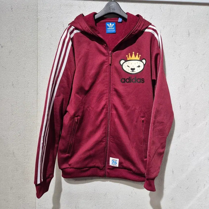 [BUNJANG] Adidas 25th Anniversary Edition Burgundy Hooded Zip-Up / 아디다스 후드집업 버건디 25주년 에디션
