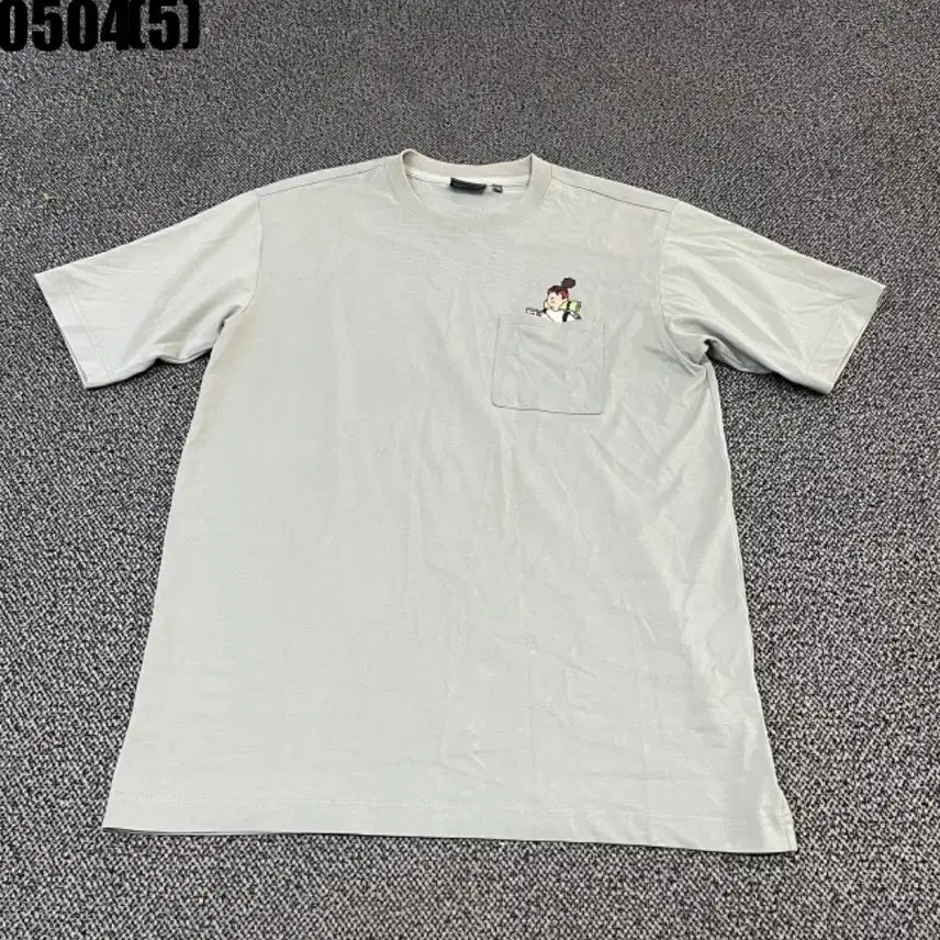 [BUNJANG] New Balance Pocket Character T-Shirt Gray Size 95 / 뉴발란스 포켓 캐릭터 반팔 티셔츠 회색95 0504
