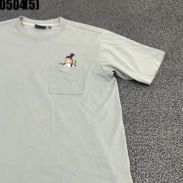[BUNJANG] New Balance Pocket Character T-Shirt Gray Size 95 / 뉴발란스 포켓 캐릭터 반팔 티셔츠 회색95 0504