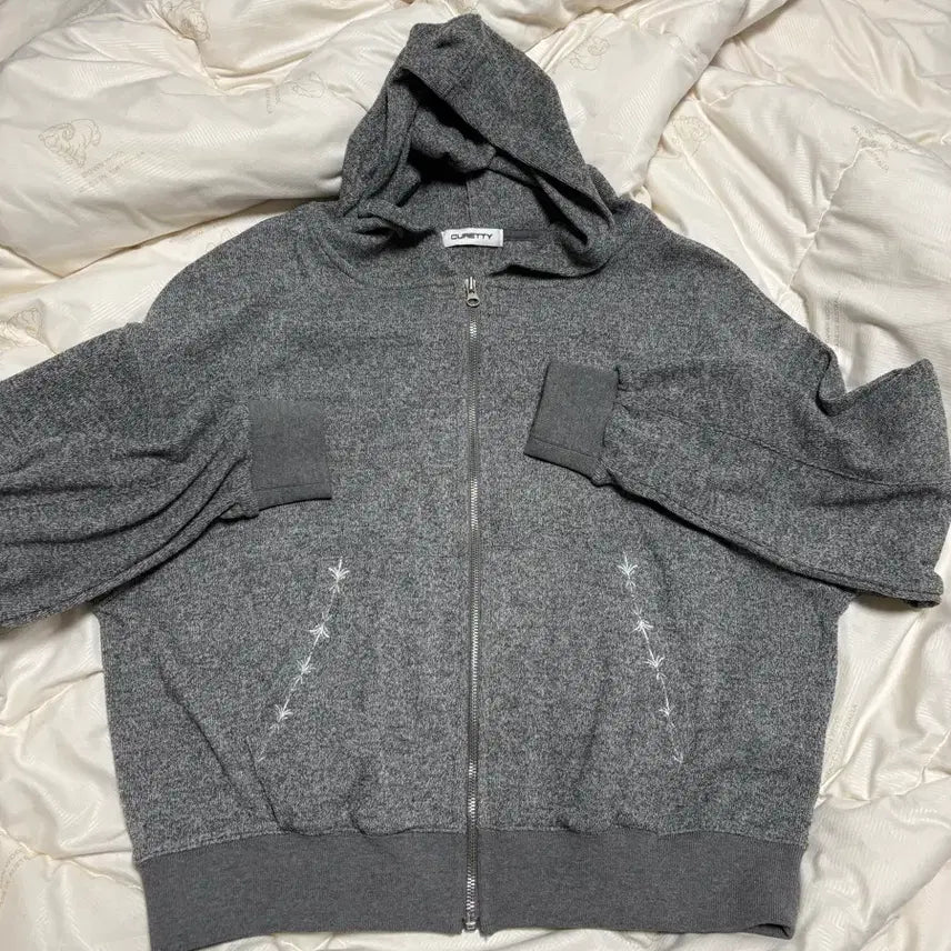 [BUNJANG] QURETY Zip-Up Hoodie Grey / 큐리티 후드집업 그레이