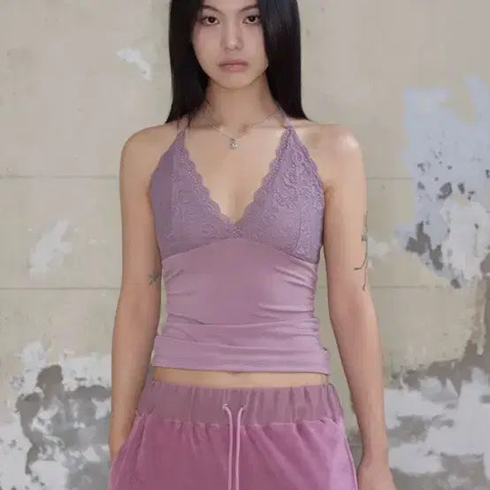 [BUNJANG] AZONE Cindy Lace Halter Top / 애즈온 cindy 신디 레이스 홀터 탑