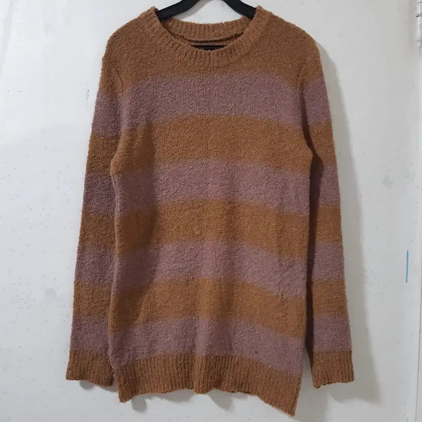 [BUNJANG] Brown/Pink Stripe Knit Sweater / 브라운/핑크 스트라이프 니트 스웨터