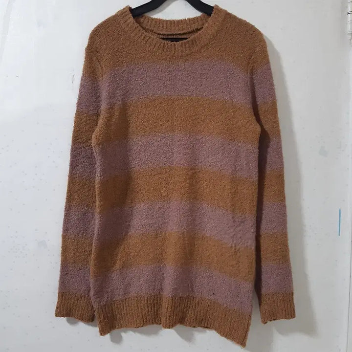 [BUNJANG] Brown/Pink Stripe Knit Sweater / 브라운/핑크 스트라이프 니트 스웨터