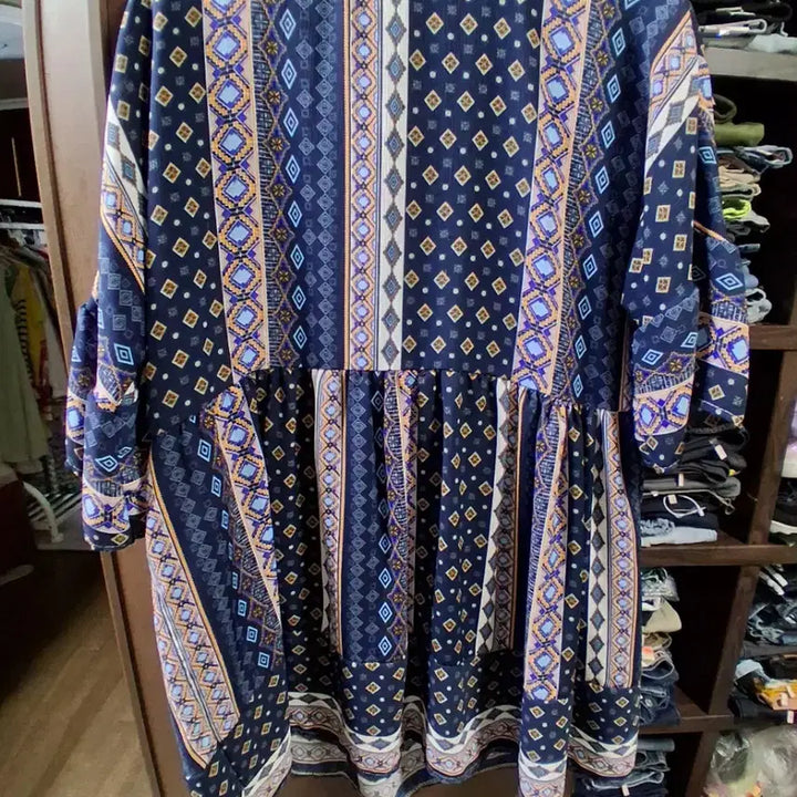 [BUNJANG] The Tilbury Pattern Print Tunic Blouse (One Size) / 더 틸버리 패턴 프린트 튜닉 블라우스(프리)