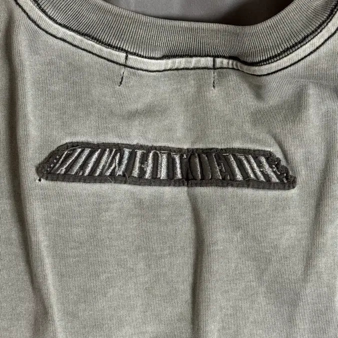 [BUNJANG] Elwood Patchwork Pigment Dyed Half T-Shirt - Ice Grey / 엘무드 ASTRO 패치워크 피그다잉 하프 티셔츠 아이스 그레이