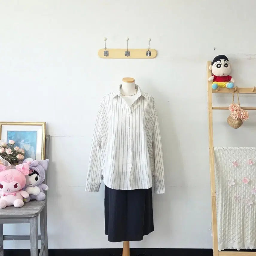 [BUNJANG] Million Vintage Stripe Oversized Shirt / 빈티지 만원샵 Million 스트라이프 오버핏 셔츠