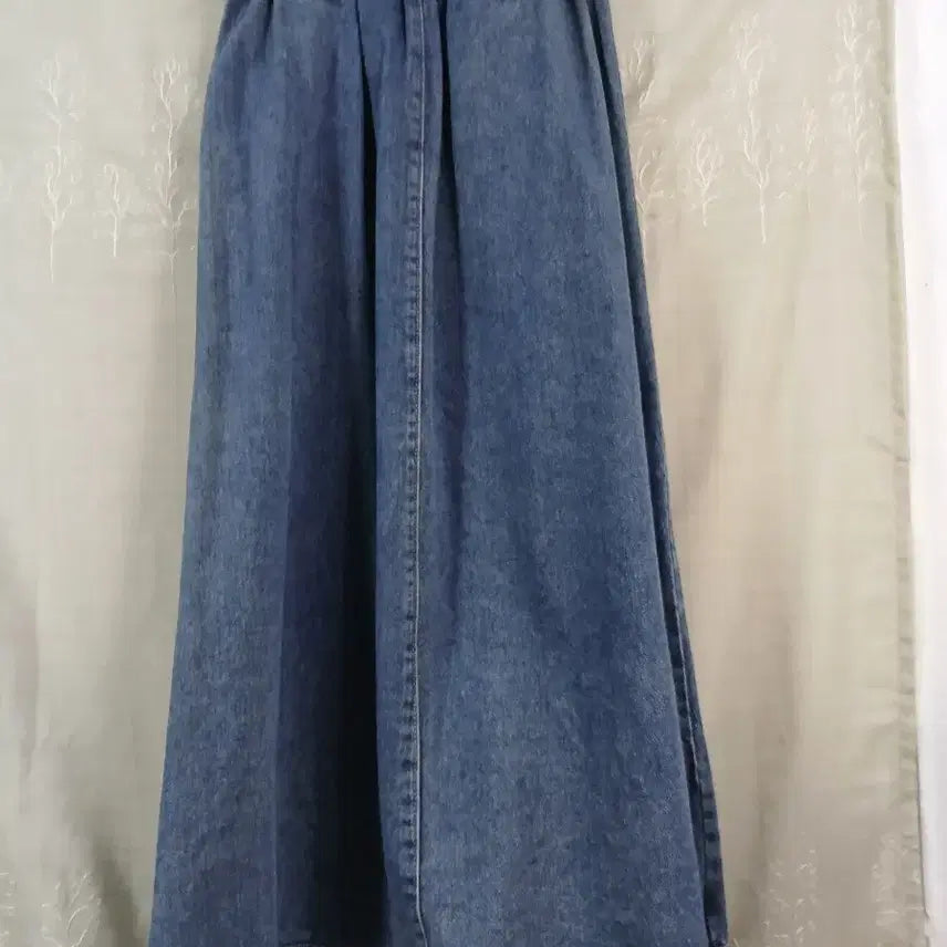 [BUNJANG] Blue Denim A-Line Long Skirt with Belt / 청 롱 스커트 벨트 A라인 새옷