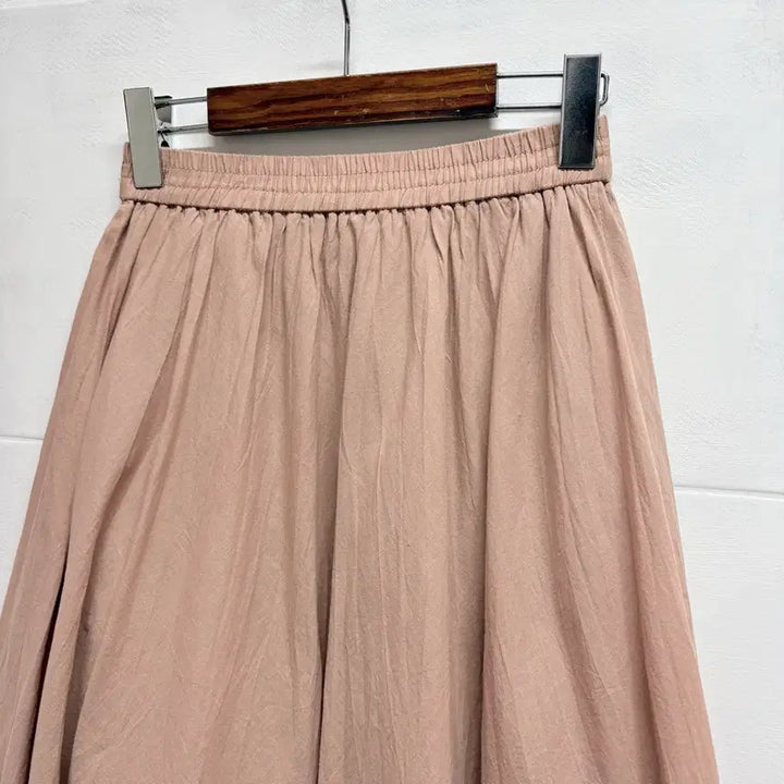 [BUNJANG] Pink Beige Cotton Long Flare Skirt (M) / 핑크 베이지 코튼 롱 플레어 스커트 M