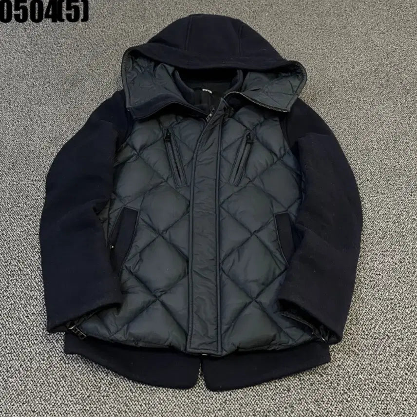 [BUNJANG] System Black Quilting Padded Hooded Jumper / 시스템 블랙 퀼팅 패딩 후드 점퍼95 0504