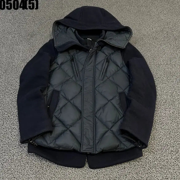 [BUNJANG] System Black Quilting Padded Hooded Jumper / 시스템 블랙 퀼팅 패딩 후드 점퍼95 0504