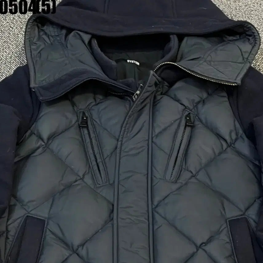 [BUNJANG] System Black Quilting Padded Hooded Jumper / 시스템 블랙 퀼팅 패딩 후드 점퍼95 0504