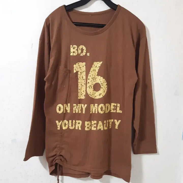 [BUNJANG] Unique Printing Shirring Long Sleeve T-Shirt / 요즘 날씨  봄 가을 긴팔 티셔츠 셔링 독특한 프린팅