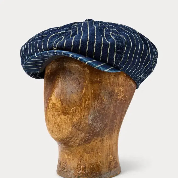 [BUNJANG] RRL Indigo Dot Stripe Twill Newsboy Cap / RRL 인디고 도트 스트라이프 트윌 뉴스보이 캡 58cm