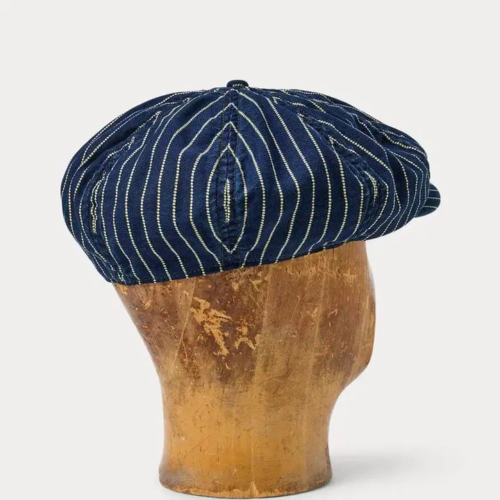 [BUNJANG] RRL Indigo Dot Stripe Twill Newsboy Cap / RRL 인디고 도트 스트라이프 트윌 뉴스보이 캡 58cm