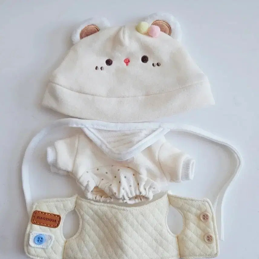 [BUNJANG] 20cm Doll Clothes Bear Hat + Vest Set / 20cm 인형옷 곰돌이 모자 + 조끼 세트