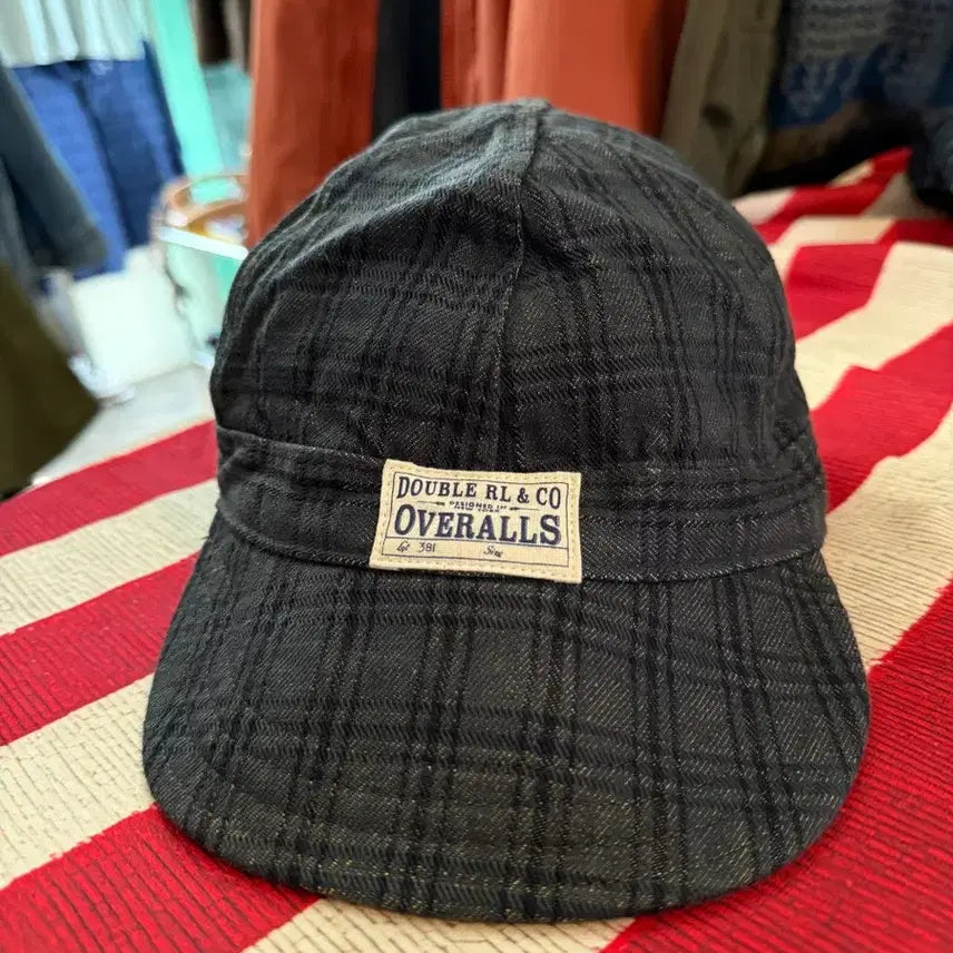 [BUNJANG] RRL Plaid Jacquard Denim Engineer Cap L / RRL 플래드 자카드 데님 엔지니어 캡 L 61cm
