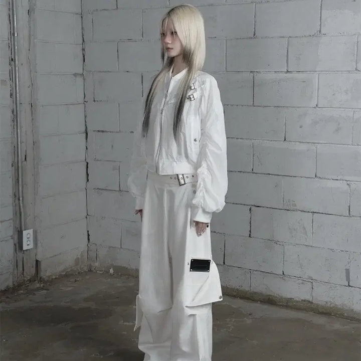 [BUNJANG] ETOOSOME Two-Pocket Belt Wide Pants / 에트오소메 투포켓 벨트 와이드 팬츠