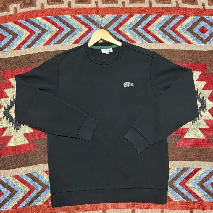 [BUNJANG] Lacoste Crocodile Big Logo Sweatshirt Black / 100) 라코스테 악어 빅로고 맨투맨 블랙
