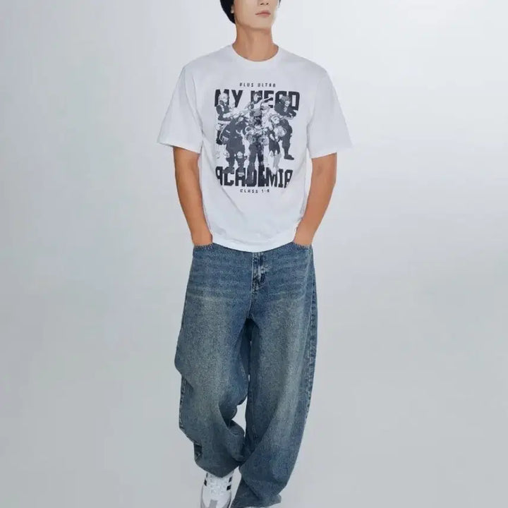 [BUNJANG] SPAO My Hero Academia T-Shirt - Group Design (S) / 나히아 스파오 반팔티 - 단체 (S)