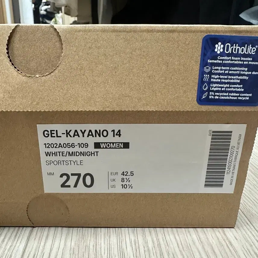 [BUNJANG] ASICS Gel-Kayano 14 White Midnight 270 / 아식스 젤카야노 14 화이트 미드나잇 270