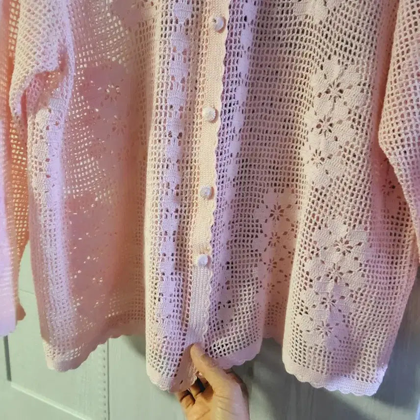 [BUNJANG] Hand-Knitted Crochet Cardigan / 손뜨개 크로셰 가디건