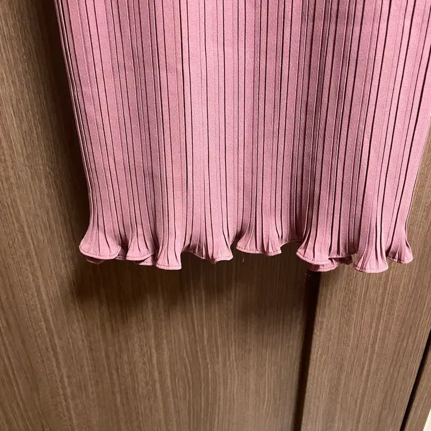 [BUNJANG] Pink Frill Pleats Long Dress / 핑크 프릴 플리츠 롱 원피스
