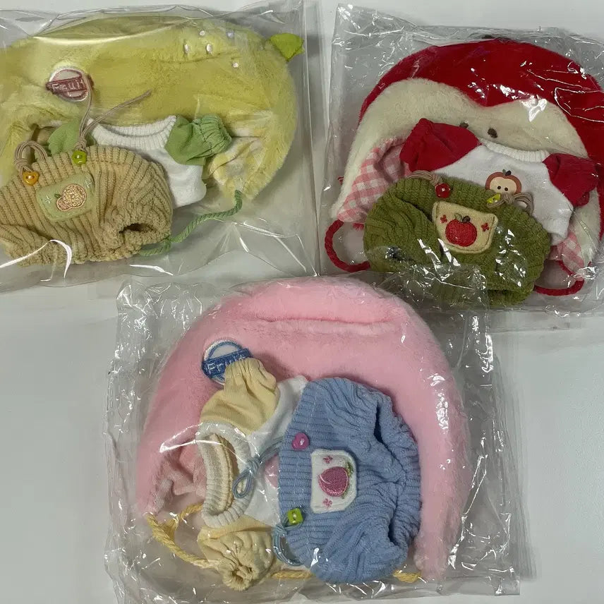 [BUNJANG] 10cm Plush Doll Clothing Set - Fruit Theme (Apple, Peach, Lemon, Lime) / 10cm 과일 인형 옷 옷장 솜인형 누이 의상 사과 복숭아 레몬 라임