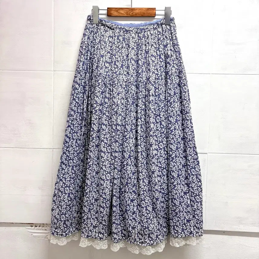 [BUNJANG] Flower Cotton Reversible Lace Long Skirt / 플라워 코튼 리버서블 레이스 롱 스커트