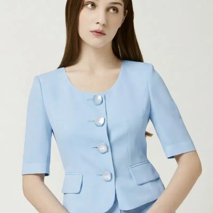 [BUNJANG] MOJO. S.SPIN 2023 Round Neck Half Sleeve Jacket / (66반~마른77)모조에스핀 2023년 라운드넥 하프 슬리브 자켓