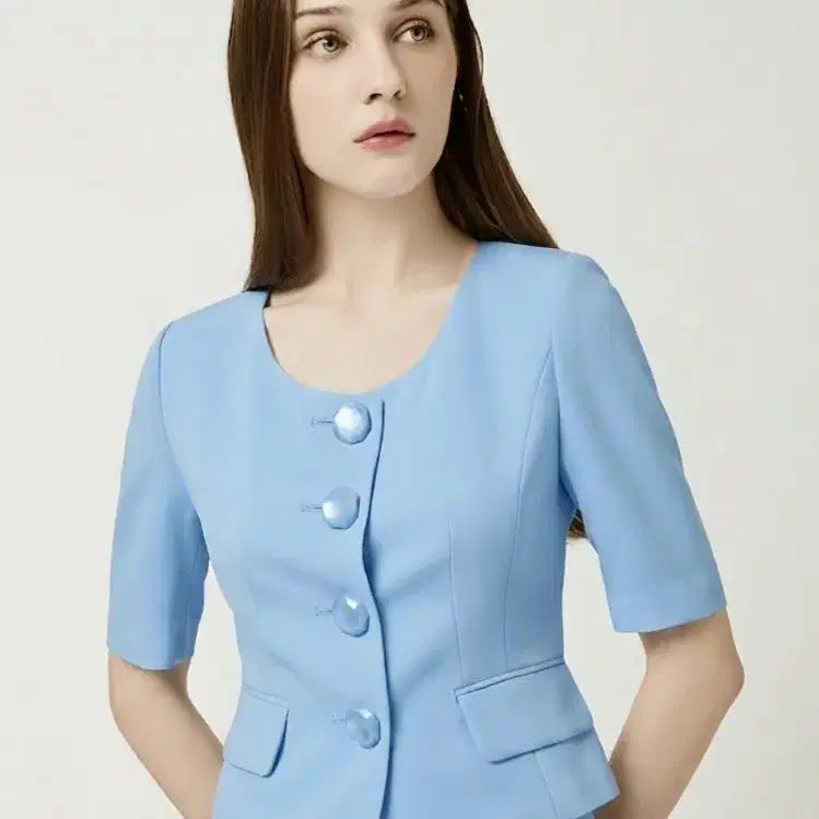 [BUNJANG] MOJO. S.SPIN 2023 Round Neck Half Sleeve Jacket / (66반~마른77)모조에스핀 2023년 라운드넥 하프 슬리브 자켓