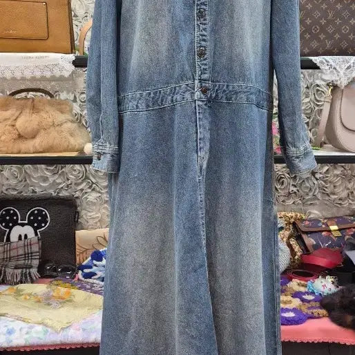 [BUNJANG] MILI MILI 100% Cotton Denim Maxi Long Dress (Size 77) / MILI MILI 면 100% 데님 맥시 롱원피스 (77)