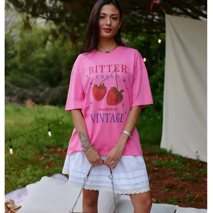 [BUNJANG] Bitter Cells T-Shirt Pink Size 2 / 비터셀즈 티셔츠 핑크