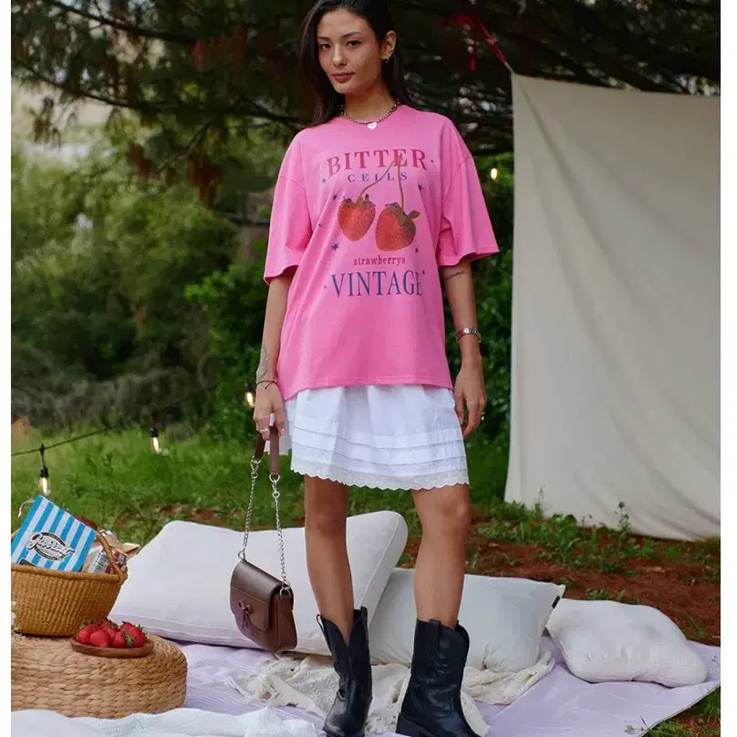[BUNJANG] Bitter Cells T-Shirt Pink Size 2 / 비터셀즈 티셔츠 핑크