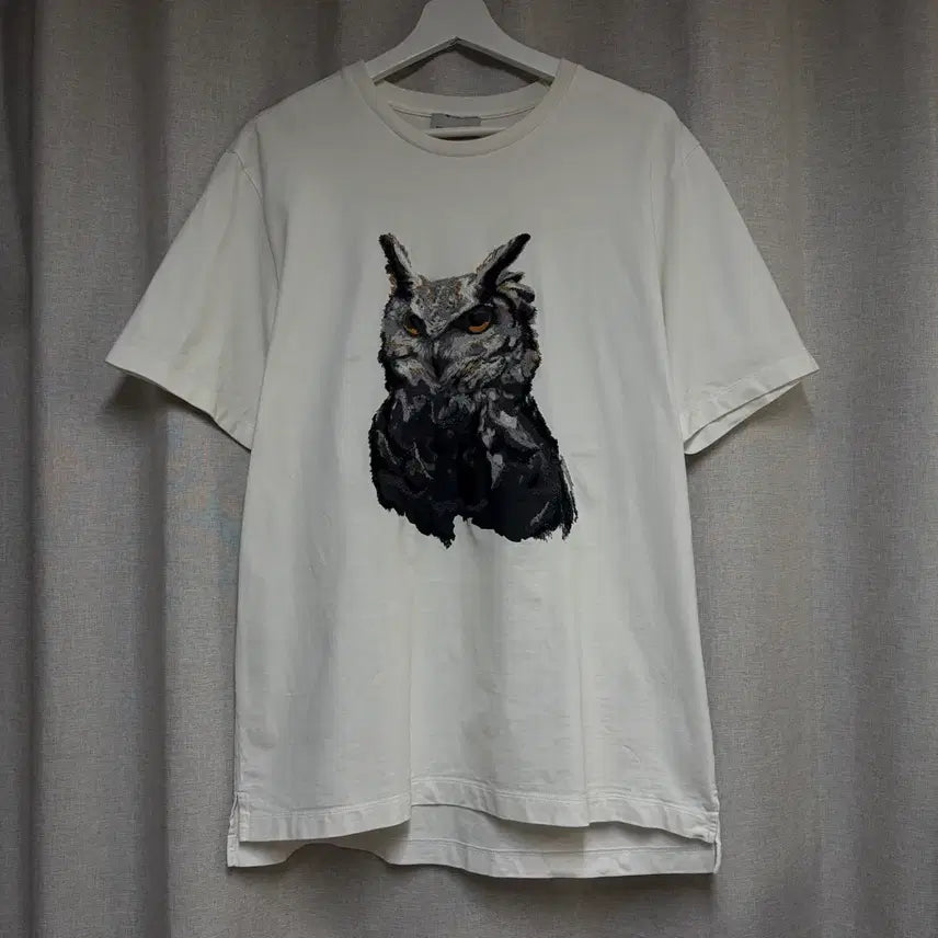 [BUNJANG] Solid Homme Owl Embroidery Short Sleeve T-Shirt / 솔리드옴므 부엉이 자수 반팔 티셔츠 110