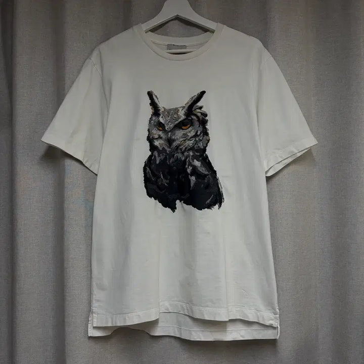 [BUNJANG] Solid Homme Owl Embroidery Short Sleeve T-Shirt / 솔리드옴므 부엉이 자수 반팔 티셔츠 110