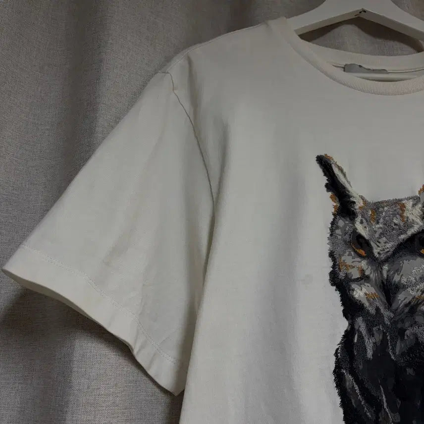 [BUNJANG] Solid Homme Owl Embroidery Short Sleeve T-Shirt / 솔리드옴므 부엉이 자수 반팔 티셔츠 110