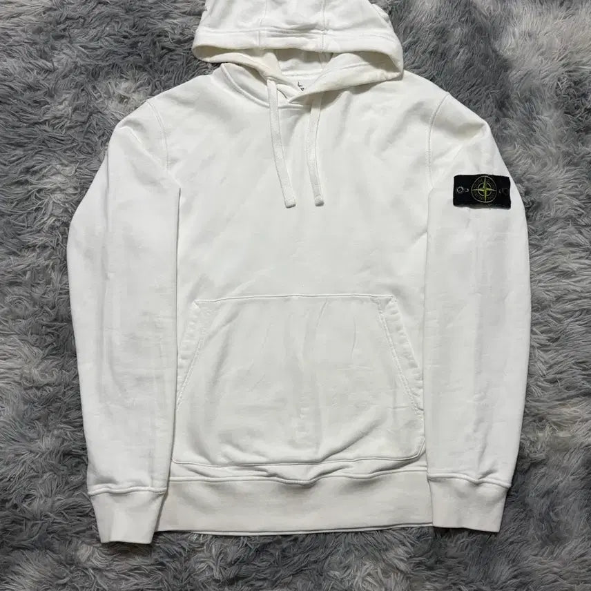 [BUNJANG] Stone Island Hoodie White Size L / 스톤아일랜드 후드티 화이트 {size L}