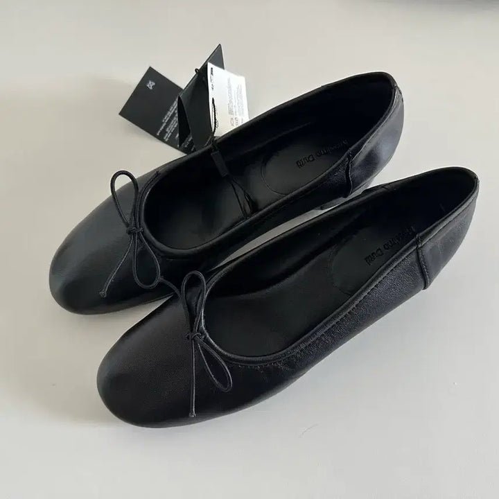 [BUNJANG] Massimo Dutti Black Leather Flat Shoes Size 240 (37) / 마시모뚜띠 검정 플랫슈즈 240(37)정사이즈 완전새제품 택제거X
